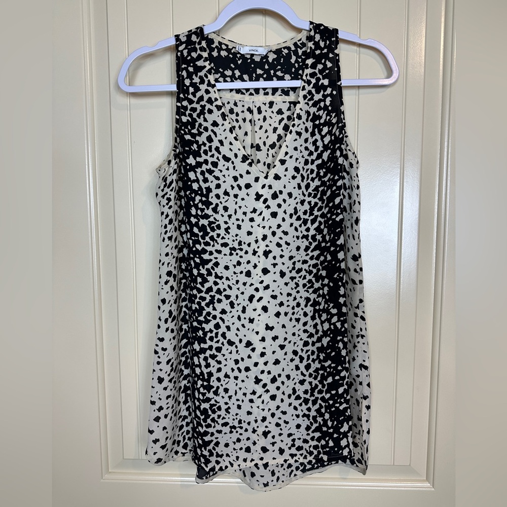Vince women's 100% silk popover sleeveless tunic blouse‎ top sz XS GUC